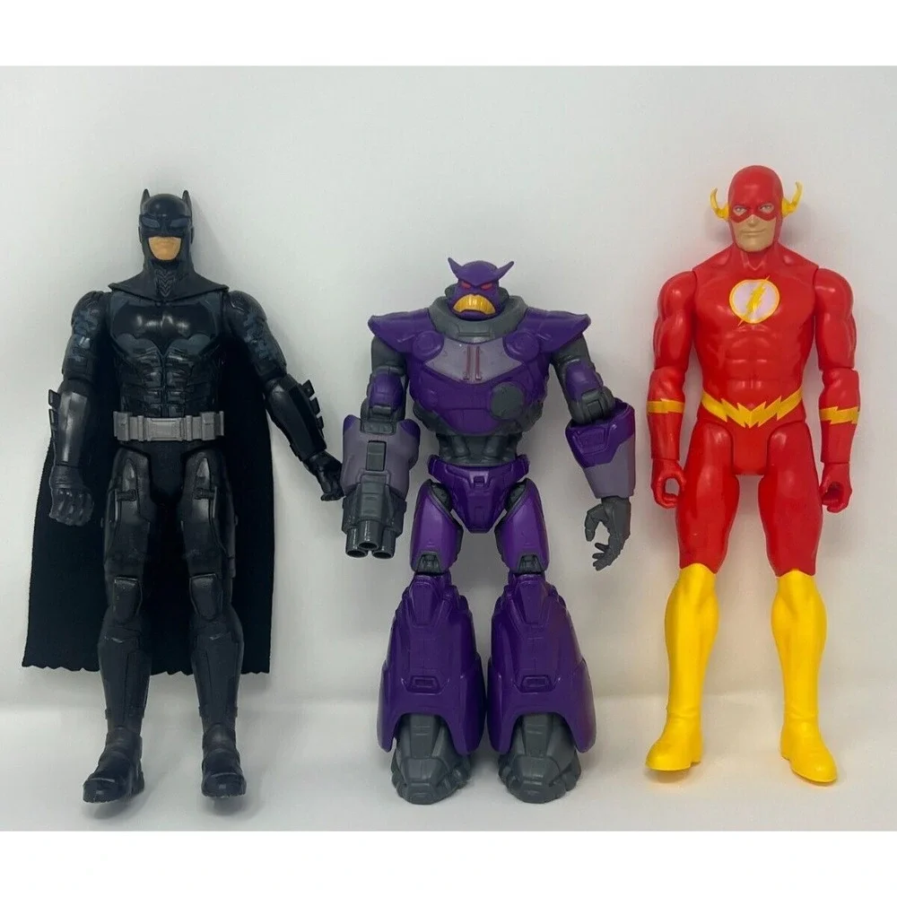 Super Heroes Toys Batman The Flash and Buzz Lightyear Nemesis From Mattel 11 in.